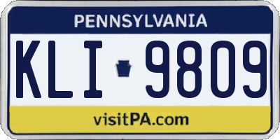 PA license plate KLI9809