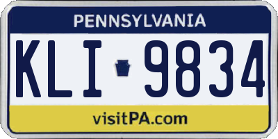 PA license plate KLI9834
