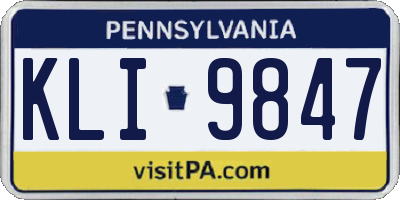 PA license plate KLI9847