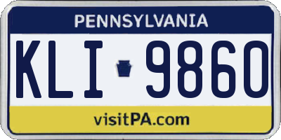 PA license plate KLI9860