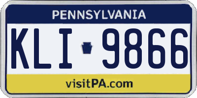 PA license plate KLI9866