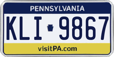 PA license plate KLI9867