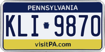 PA license plate KLI9870