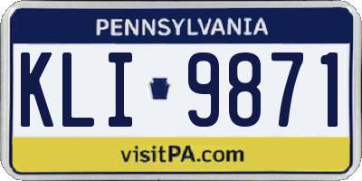 PA license plate KLI9871