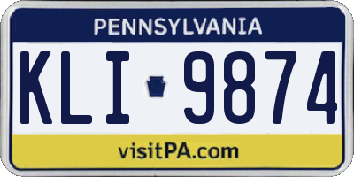 PA license plate KLI9874