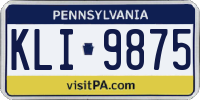 PA license plate KLI9875