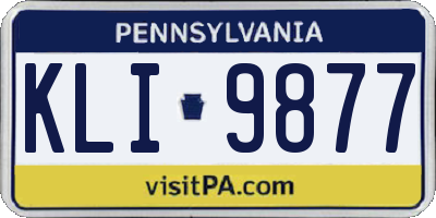 PA license plate KLI9877