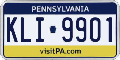 PA license plate KLI9901