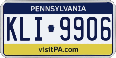 PA license plate KLI9906