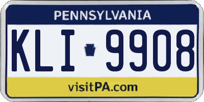 PA license plate KLI9908