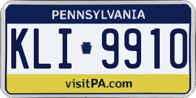 PA license plate KLI9910