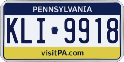 PA license plate KLI9918