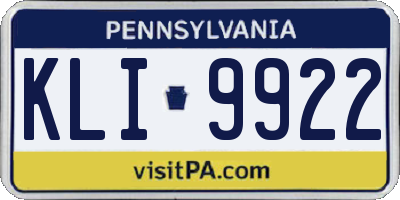 PA license plate KLI9922