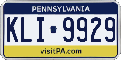 PA license plate KLI9929