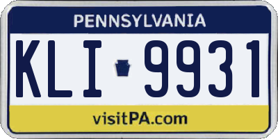 PA license plate KLI9931