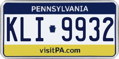 PA license plate KLI9932