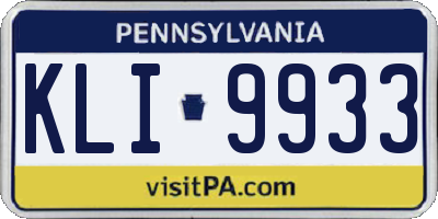 PA license plate KLI9933