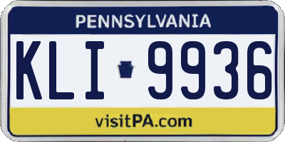 PA license plate KLI9936