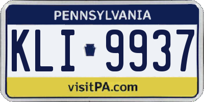 PA license plate KLI9937