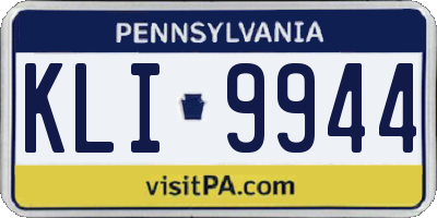 PA license plate KLI9944