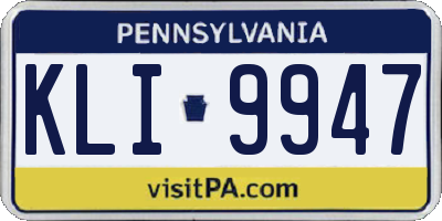 PA license plate KLI9947