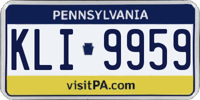 PA license plate KLI9959