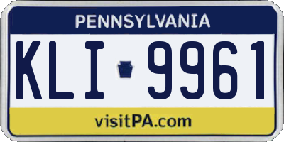PA license plate KLI9961