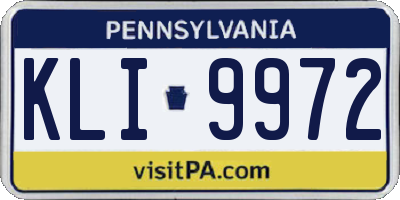 PA license plate KLI9972