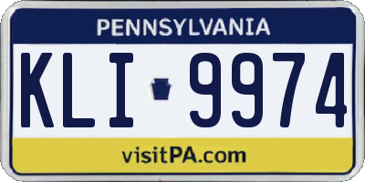 PA license plate KLI9974