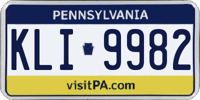 PA license plate KLI9982