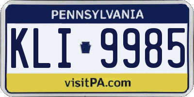 PA license plate KLI9985