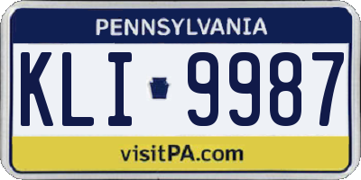 PA license plate KLI9987