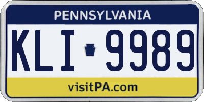 PA license plate KLI9989