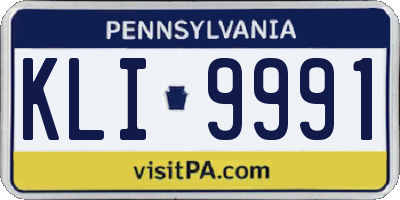 PA license plate KLI9991