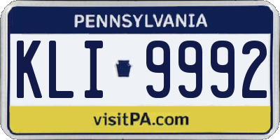 PA license plate KLI9992