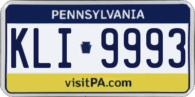 PA license plate KLI9993