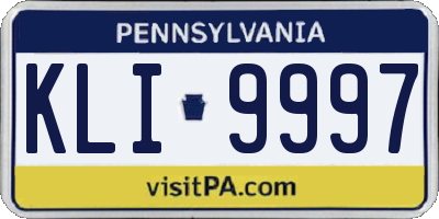 PA license plate KLI9997