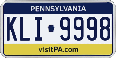 PA license plate KLI9998