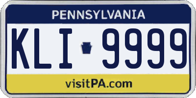 PA license plate KLI9999