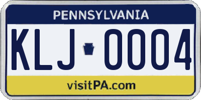 PA license plate KLJ0004