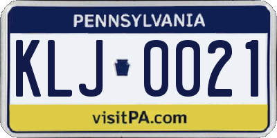 PA license plate KLJ0021