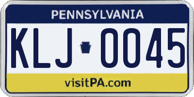 PA license plate KLJ0045