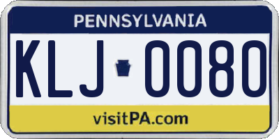 PA license plate KLJ0080