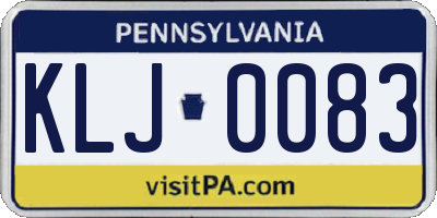 PA license plate KLJ0083