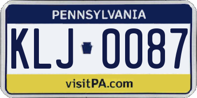 PA license plate KLJ0087