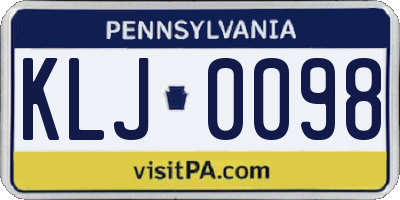 PA license plate KLJ0098