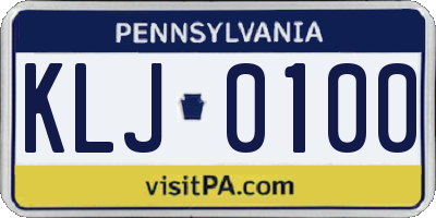 PA license plate KLJ0100