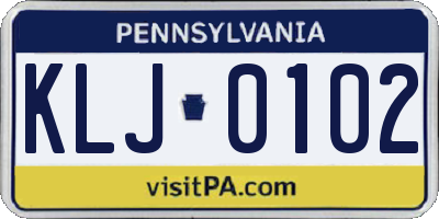 PA license plate KLJ0102