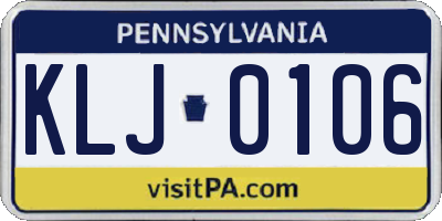 PA license plate KLJ0106