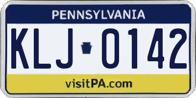 PA license plate KLJ0142